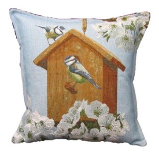 French Woven Bird House Cotton and Wool Decorative Throw Pillow