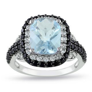 Miadora Sterling Silver Blue Topaz and Multi gemstone Cocktail Ring