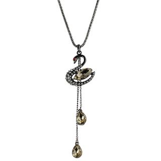 Journee Collection Rhodium plated Yellow Red Glass Stone Swan Necklace