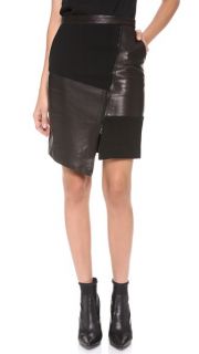 Tibi Patchwork Leather Skirt