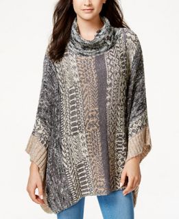 American Rag Patterned Cowl Neck Sweater Poncho, Only at