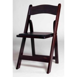 Wood Folding Chair in Mahogany w Padded Seat   Set of 4
