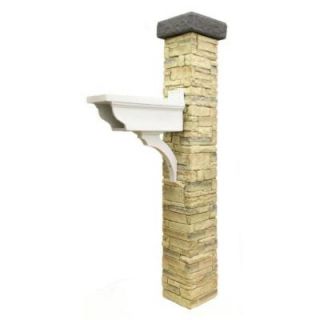 Eye Level Decorative Newspaper Holder and Flat Cap with Beige Stacked Stone Mailbox Post 50 KITBWPF
