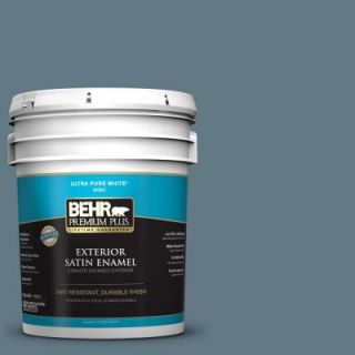 BEHR Premium Plus 5 gal. #540F 5 Smokey Blue Satin Enamel Exterior Paint 934005