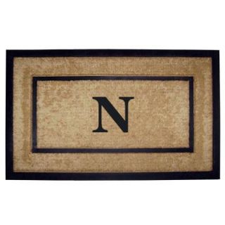Creative Accents DirtBuster Single Picture Frame Black 22 in. x 36 in. Coir with Rubber Border Monogrammed N Door Mat 18099N