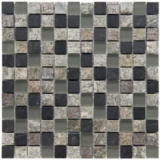 Merola Tile Granito Fauna Verde 12 in. x 12 in. x 8 mm Natural Stone and Glass Mosaic Wall Tile GITGRFVR