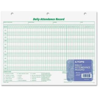 Tops Daily Attendance Record Form   50 Sheet[s]   8.50" X 11" Sheet Size   White   1 / Pack (TOP3284)