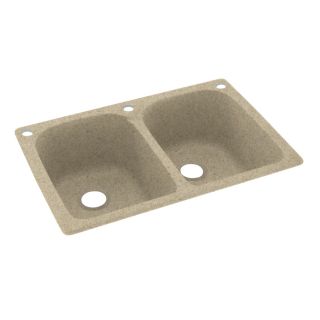 Swanstone 33 in x 22 in Prairie Double Basin Composite Drop In 3 Hole Residential Kitchen Sink