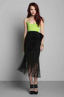 Vintage 80s Fringe Suede Wrap Skirt