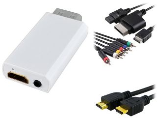Insten 1926561 Nintendo Wii to HDMI 3.5mm Audio Converter Adapter + 4 in 1 Audio Video Cable + High Speed HDMI Cable M/M For Nintendo Wii
