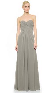 Monique Lhuillier Bridesmaids Pleated Sweetheart Gown