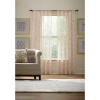 Home Decorators Collection Ivory Rod Pocket Printed Sheer Curtain   52 in. W x 84 in. L arabesque 280 400