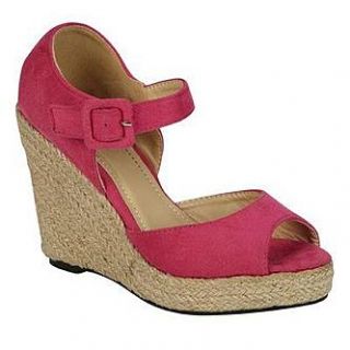 Lady Godiva Womens Cara Jute Wedge Sandal   Pink   Clothing, Shoes