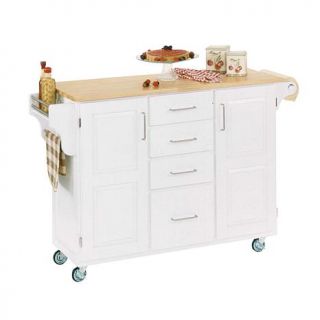 Large Kitchen Cart   White with Wood Top   6004047