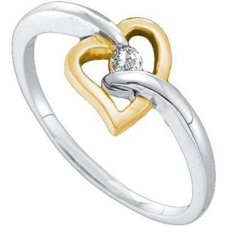10K White Gold 0.05ctw Shiny Bezel Set Diamond Fashion Meetup Heart Ring
