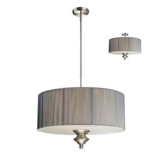 Z Lite Manhattan 24 in W Brushed Nickel Pendant Light with Fabric Shade