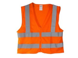 Neiko High Visibility Neon Orange Zipper Front ANSI/ISEA Safety Vest