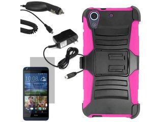 Armor Shell Holster Clip Combo Cover Case HTC Desire 626 s LCD Car Home Charger