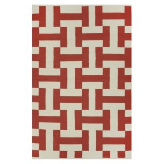 Indo Hand woven Canal Paprika/ Beige Contemporary Geometric Area Rug