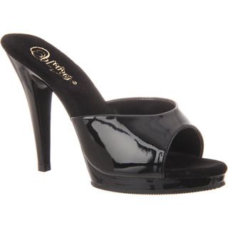 Pleaser Womens Flair 401 2 Black Patent Slide Platform Sandals