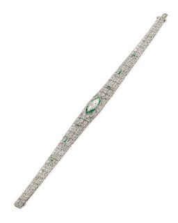 NM Estate Jewelry Collection Estate Art Deco Diamond & Emerald Tapered Bracelet
