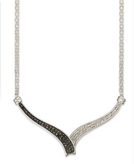 Sterling Silver Necklace, Black (1/4 ct. t.w.) and White Diamond
