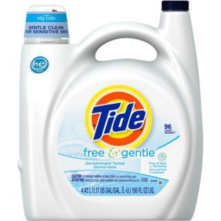 Tide Free and Gentle HE Liquid Laundry Detergent, 96 Loads 150 fl oz