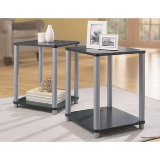 Essential Home End Tables in Black and Silver 2 Table Set   Home