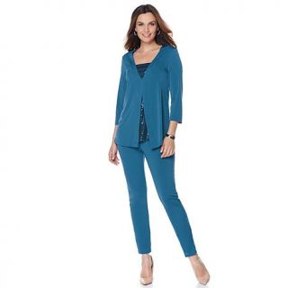 Slinky® Brand Sequin Panel V neck Tunic and Pant Set   7869329