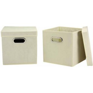 Household Essentials Cube Set with Lids, 2pk, Natural