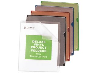 C line 62150 Deluxe Project Jacket Folders, Letter, Vinyl, Black/Blue/Clear/Green/Red, 35/Box