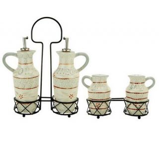 Temp tations Old World Oil & Vinegar Caddy Setw/Salt & PepperShakers —