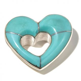 Jay King Inlaid Turquoise Heart Sterling Silver Pendant   7958991
