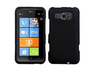 Rubber Coated Plastic Phone Case Cover Black for HTC Titan II