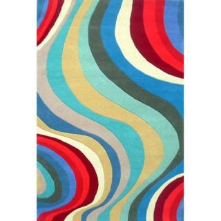 Acura Rugs Modern Blue/Red Area Rug