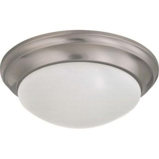 Glomar 2 Light Brushed Nickel Flush Mount Twist and Lock with Frosted White Glass HD 3272