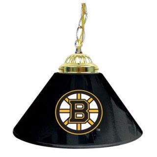 Trademark Global NHL Boston Bruins 14 in. Single Shade Stainless Steel Hanging Lamp NHL1200 BB
