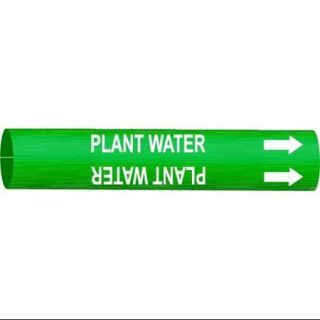 BRADY 4109 D Pipe Marker, Plant Water, Green, 4 to 6 In