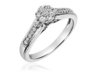 1/4 CT. T.W. Round Cut Diamond Ladies Engagement Ring 10K White Gold  Size 7