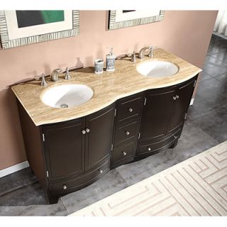 Silkroad Exclusive Naomi 60” Double Sink Cabinet Bathroom Vanity Set