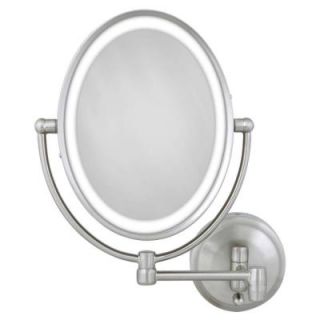 Zadro 15 in. L x 9.5 in. W LED Lighted Oval Wall Mirror in Satin Nickel LOVLW410