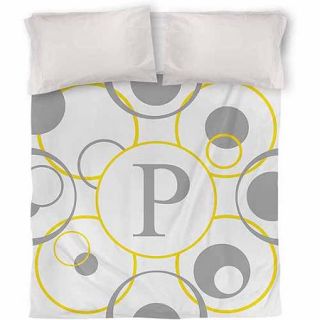 Thumbprintz Circle Variations Monogram Yellow Duvet Cover