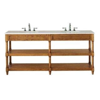 Home Decorators Collection Montaigne 73 in. Double Vanity in Weathered Oak with Granite Vanity Top in Cream 0856510560