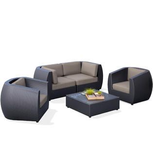 CorLiving Seattle Curved 5 pc Sofa and Chair Patio Seating Set