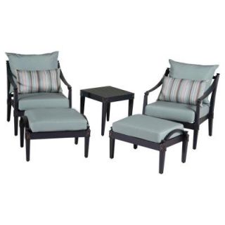 RST Brands Astoria 5 Piece Patio Chat Set with Bliss Blue Cushions OP ALCLB5 AST BLS K