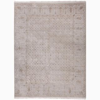 Hand Made Oriental Pattern Gray/ Ivory Wool/ Silk Rug (2x3)