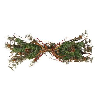 32 Icy Rustic Antlers with Pine and Berries Artificial Christmas Swag