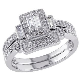 CT. T.W. Parallel Baguette and Round Diamond Bridal Set in 10K