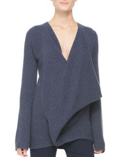 Donna Karan Ribbed Cross Front Sweater