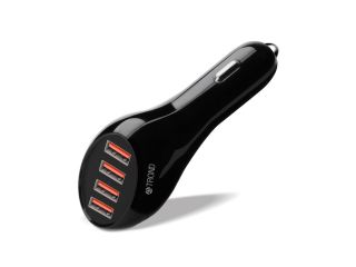 TROND CG4E Quad USB Car Charger with Smart Charging Technology (50W / 10A, 4 Port), for iPhone, iPad, Smartphones, Tablets, GPS and Other 5V Mobile Devices
